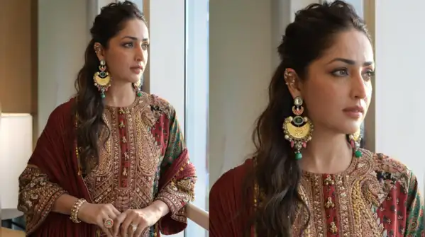 From the good-luck charm of red to the regal charm of purple, Yami Gautam’s festive clothing is