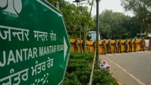 CBD Ground in East Delhi is around 12 km from Jantar Mantar