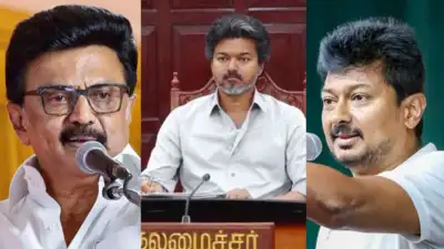 DMK MK Stalin, CM Vijay and LoP Udhayanidhi Stalin — In photo