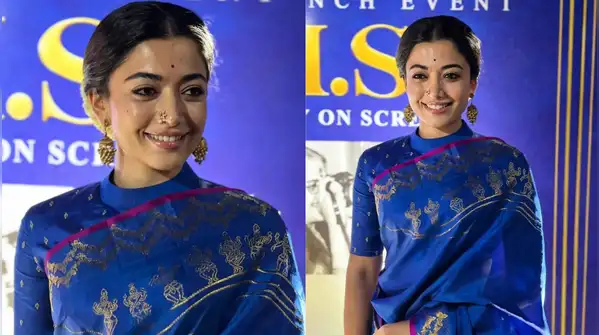 The most recent saree moment of Rashmika Mandanna came with a fascinating background this time