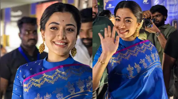 The most recent saree moment of Rashmika Mandanna came with a fascinating background this time