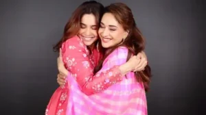 Bringing together two generations of Rajshri heroines, Madhuri Dixit and Sharvari offer