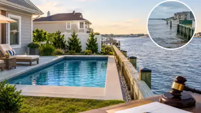 A New Jersey homeowner tried to stop a neighbour's plunge pool just eight feet from a waterfront
