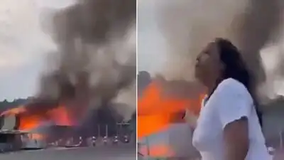 Nine people were injured after a fire gutted a three-storey seaside resort in Cox’s Bazar