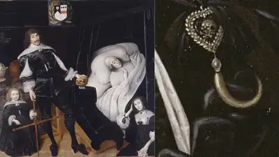 A heart-shaped mourning pendant depicted in a 1635 painting resurfaced nearly 400 years later; it