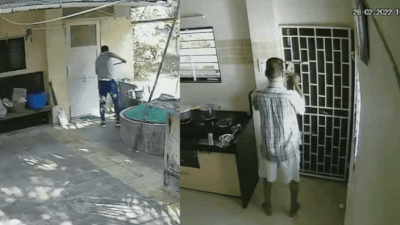 Frightened by the commotion, the father rushed to secure the door, but the son allegedly