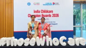Manju Pradhan and Sonamoni Halder received recognition for their contributions to childcare