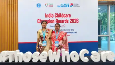 Manju Pradhan and Sonamoni Halder received recognition for their contributions to childcare