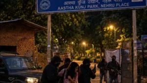 At dawn, Astha Kunj Udyan in southeast Delhi is a picture of calm