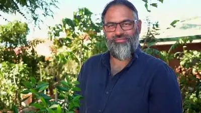 His garden is packed with exotic fruit trees from all over the world, from coffee