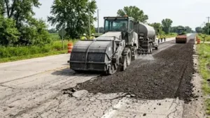 AI-generated representative image showing deteriorated asphalt being: The wider industry impact