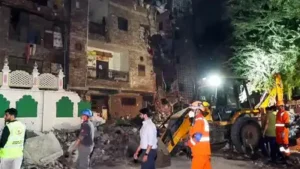 The building fell towards an adjoining idgah where children frequently play