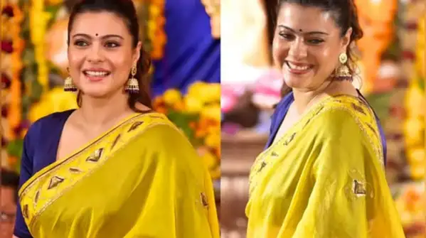 At Mumbai's North Bombay Sarbojanin Durga Puja pandal in Juhu, Kajol arrived with daughter Nysa