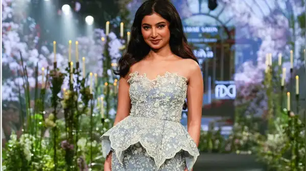 At Lakmē Fashion Week, Sara Arjun walked the ramp as a model for Anushree Reddy, showcasing