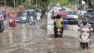 Bengaluru experienced heavy rains on Monday, causing significant waterlogging on major roads