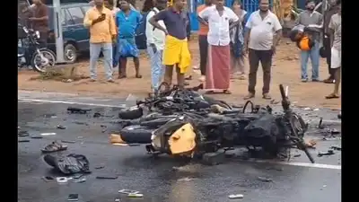 Two men died and two others sustained severe burn injuries after two motorcycles collided