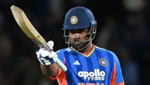 Sanju Samson celebrates after scoring 50 runs during the T20 cricket international between New