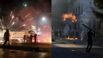 Petrol bombs were also hurled at the Albania parliament amid rising violence on the streets