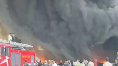 Massive fire breaks out at tyre factory in UP's Firozabad