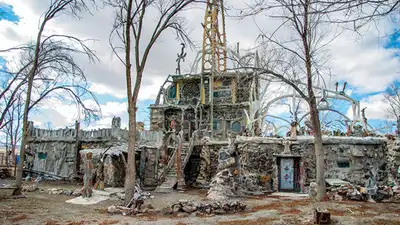 Van Zant started building Thunder Mountain Monument in 1969, using materials such as old