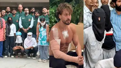 Delhi Police arrested four individuals (L) in the Tiger Shroff car firing case, taking