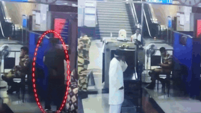 But an alert CISF jawan sensed something was amiss and sprang into action, chasing the man down