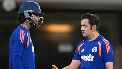 India's coach Gautam Gambhir, right, Tilak Varma (PTI Photo)