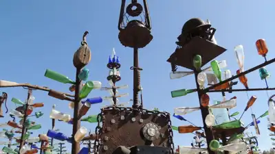 California cement worker Elmer Long turned discarded bottles and scrap metal into a desert art