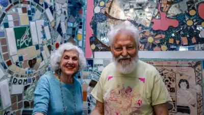 Philadelphia artist Isaiah Zagar turned bottles, bike wheels and ceramic shards