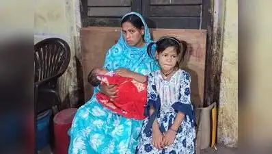Sunali Khatun with her son Apon and daughter right after her son’s birth in Jan (file picture)