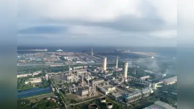 An aerial shot of the AM Green ammonia plant at Kakinada in Andhra Pradesh