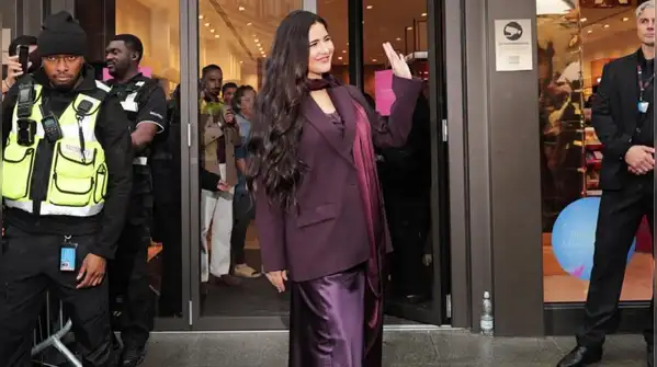 Katrina Kaif is turning troll talk into background noise with her plum satin power-dressing era