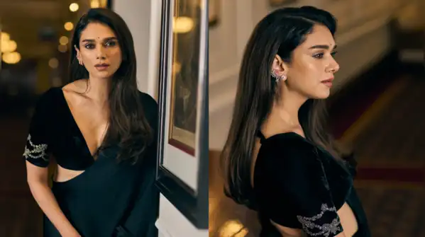 Forget the festive reds! Aditi Rao Hydari's black Jade By MK saree with a velvet blouse