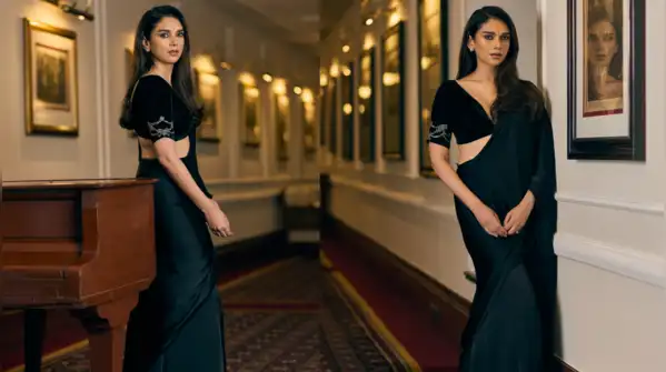 Forget the festive reds! Aditi Rao Hydari's black Jade By MK saree with a velvet blouse
