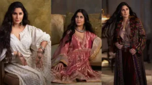 Katrina Kaif's stunning outfits, designed by Abu Jani and Sandeep Khosla for Vogue India’s