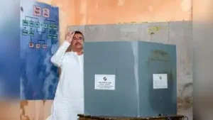 CM Suvendu Adhikari casts his vote at a polling booth in Nandigram