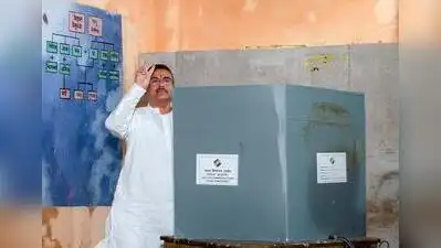 CM Suvendu Adhikari casts his vote at a polling booth in Nandigram