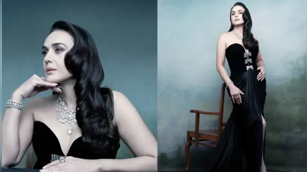 With black velvet, sparkling sequins, and emerald accessories, Preity Zinta's latest photoshoot