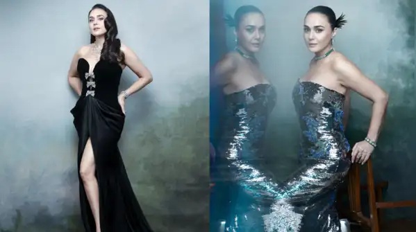 With black velvet, sparkling sequins, and emerald accessories, Preity Zinta's latest photoshoot