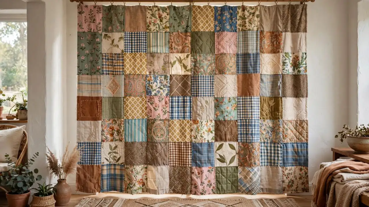 Old sarees, leftover fabric, flat sheets, and kitchen towels can all be turned into curtain