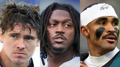 Pisces Justin Herbert, Cancer AJ Brown, and Leo Jalen Hurts Image via Getty: Justin Herbert