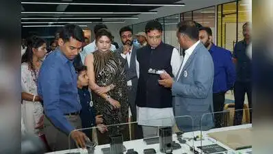 Telangana IT & industries minister Duddilla Sridhar Babu inspects the newly inaugurated