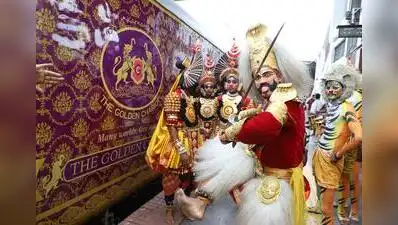 Chief Minister D K Shivakumar flagged off the Golden Chariot Train at KSR Bengaluru Railway