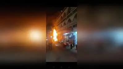 At least two LPG cylinders exploded in a shop that caught fire in Kammagondanahalli on Saturday