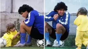 In 1989, Diego Maradona's two-year-old daughter tucked daisies into his socks before Napoli