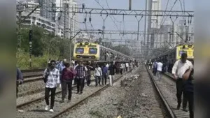 Several commuters were forced to walk along railway tracks in the sweltering sun to reach