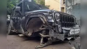 The SUV involved in Saturday morning’s accident on Maa flyover